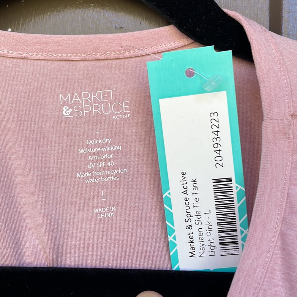 Market & Spruce Active Side Tie Tank in Pink, size L - Picture 6 of 8